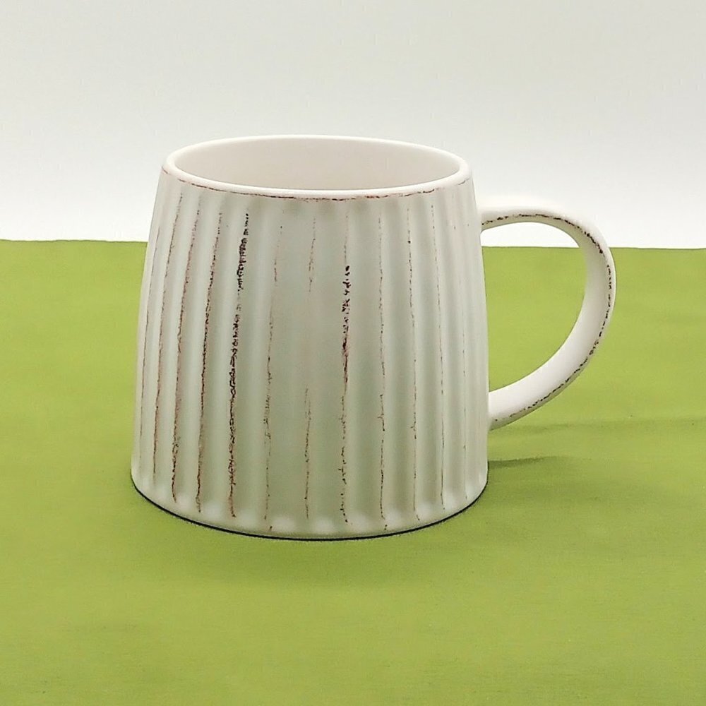 Starbucks 2013 Matte Cream Ribbed Ceramic Mug